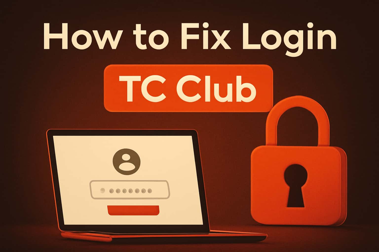 An informational scene illustrating how to fix login issues with TC Club.