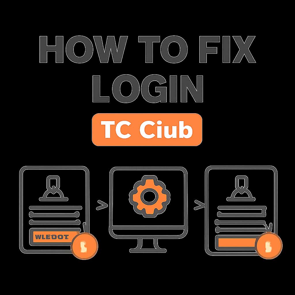 Diagram illustrating steps to troubleshoot login issues with TC Club.