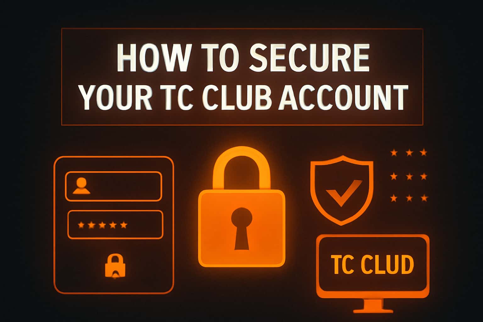 A professional illustration emphasizing account security in the TC Club context.