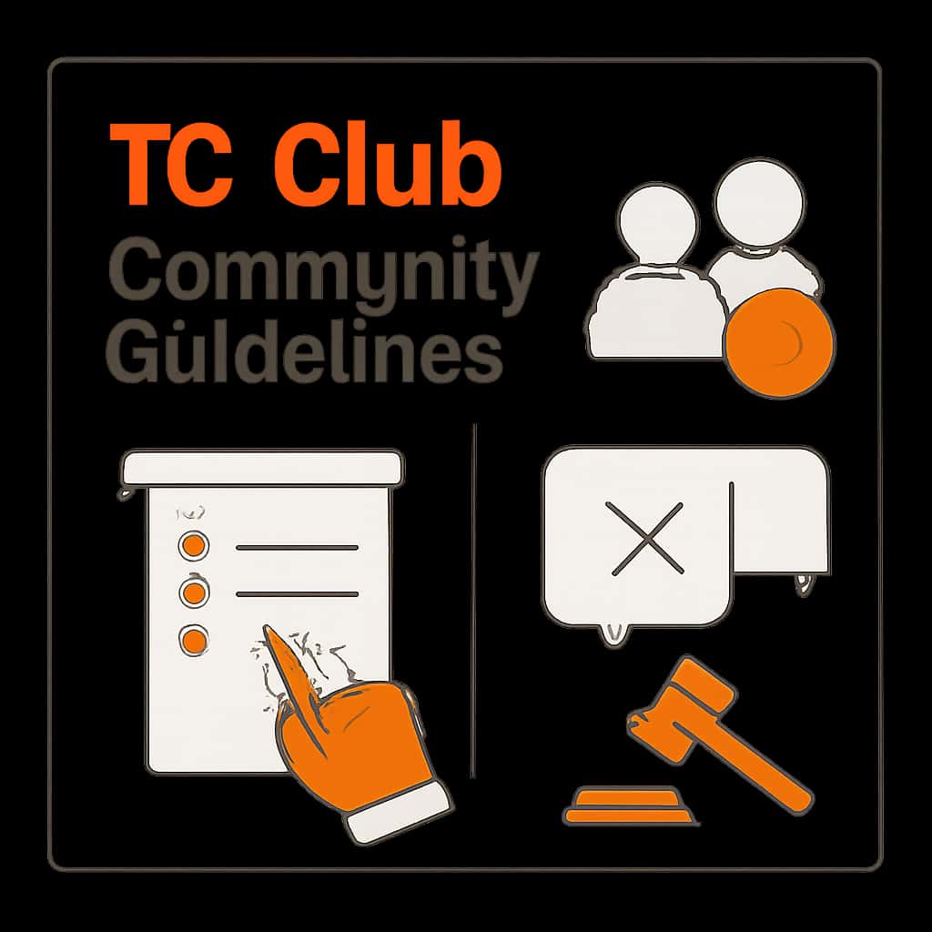 A diagram detailing the key components of the TC Club Community Guidelines.