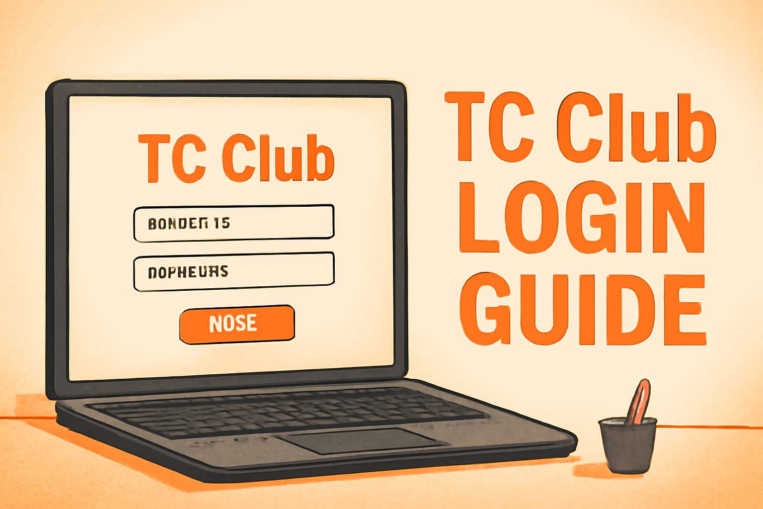 An educational scene depicting the TC Club Login Guide with tech-themed design.