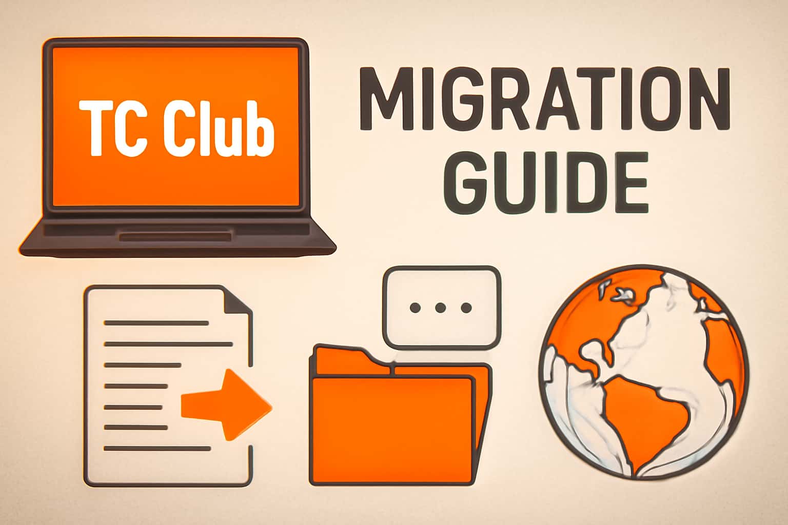 An informative depiction illustrating the TC Club Migration Guide in a sleek, modern design.