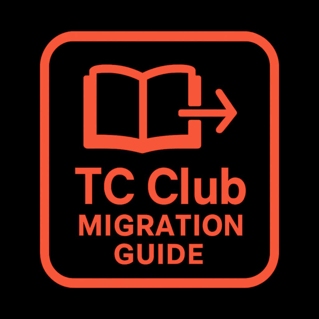 A professional badge indicating the TC Club Migration Guide.