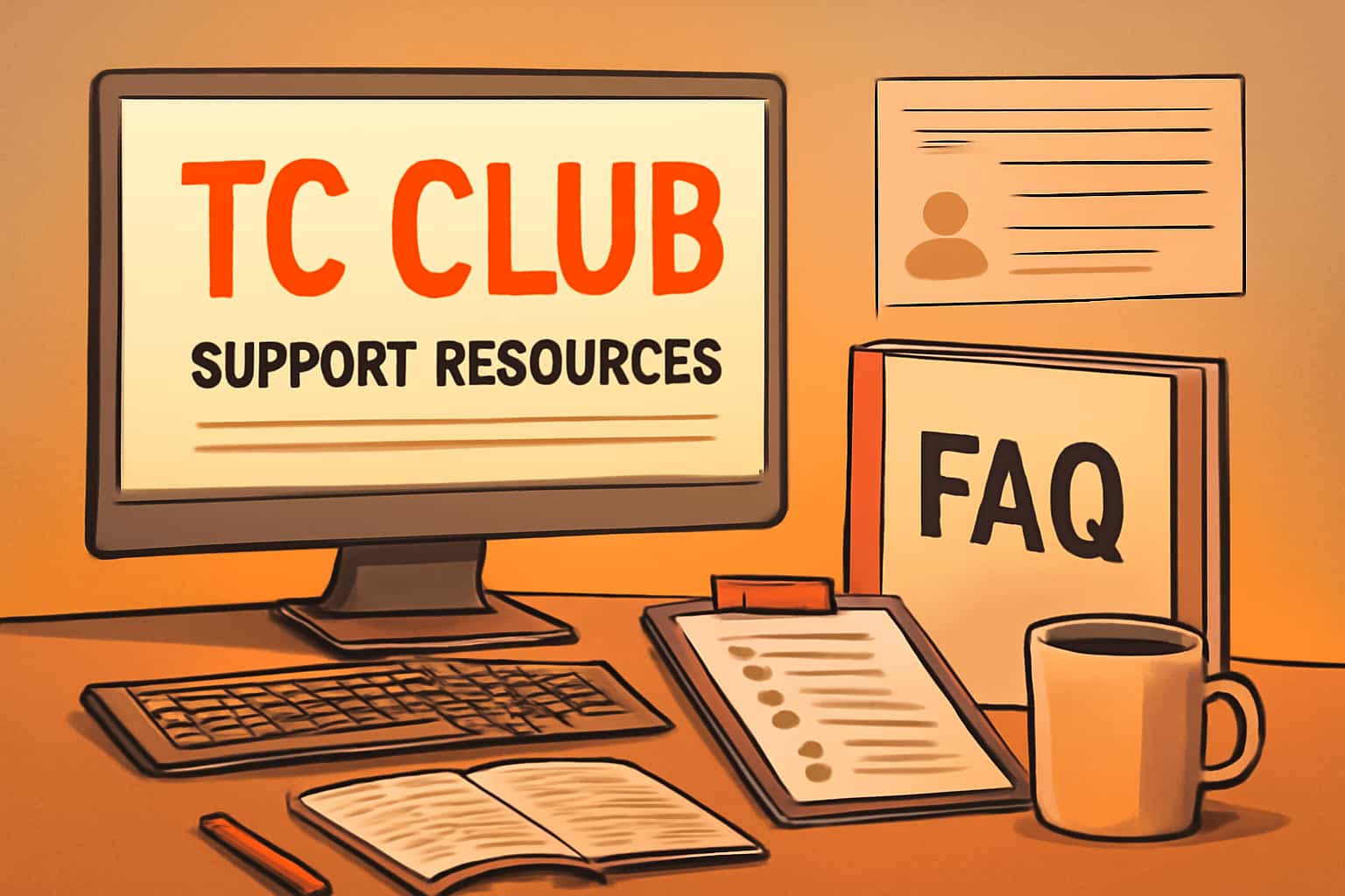 An informational scene illustrating TC Club Support Resources.