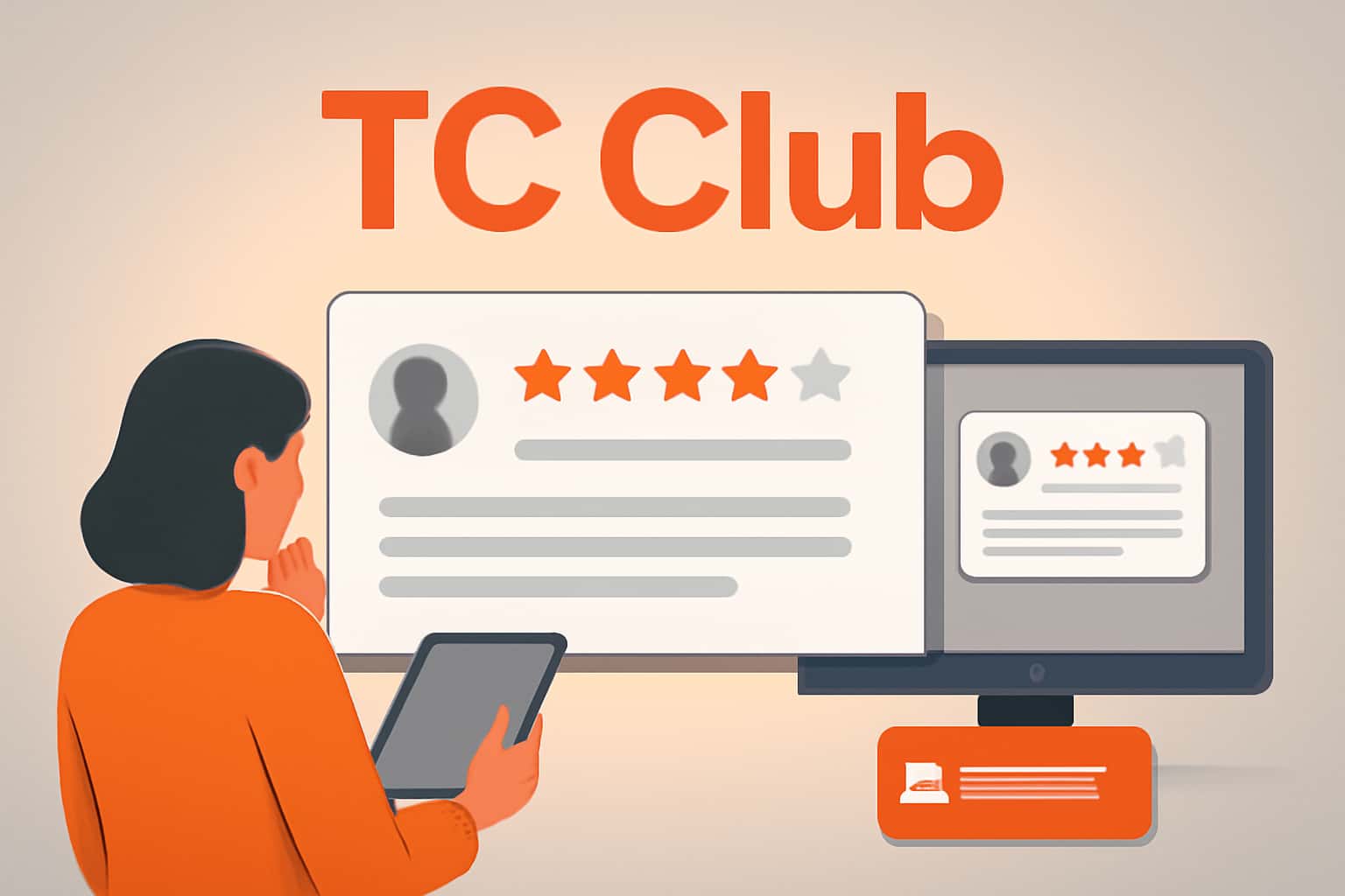 Scene depicting TC Club User Reviews in a professional and informational setting.